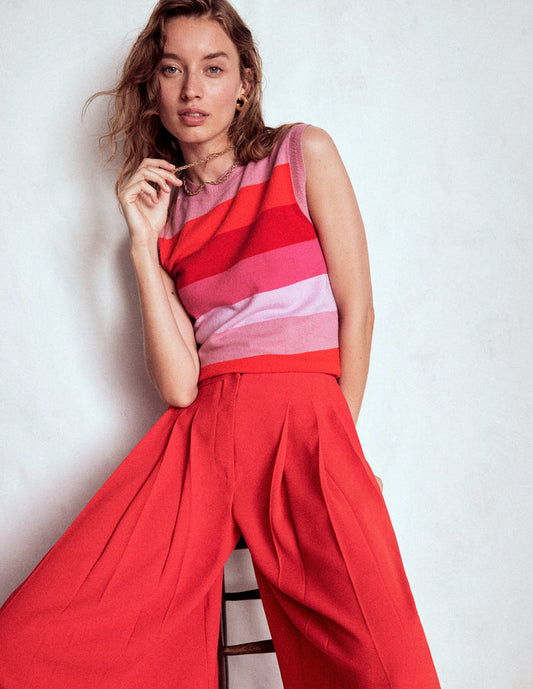 Eva Cashmere Vest Pink/ Orange Stripe