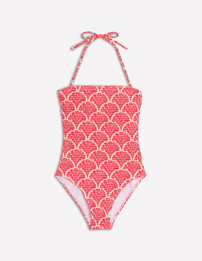 Milos Smocked Swimsuit Jam Red, Blossomy