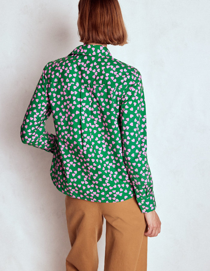 Sienna Cotton Shirt Highland Green, Heart Cascade