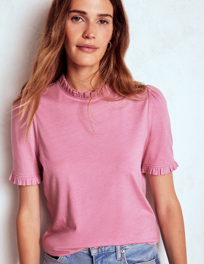 Supersoft Frill Detail T-shirt Formica Pink